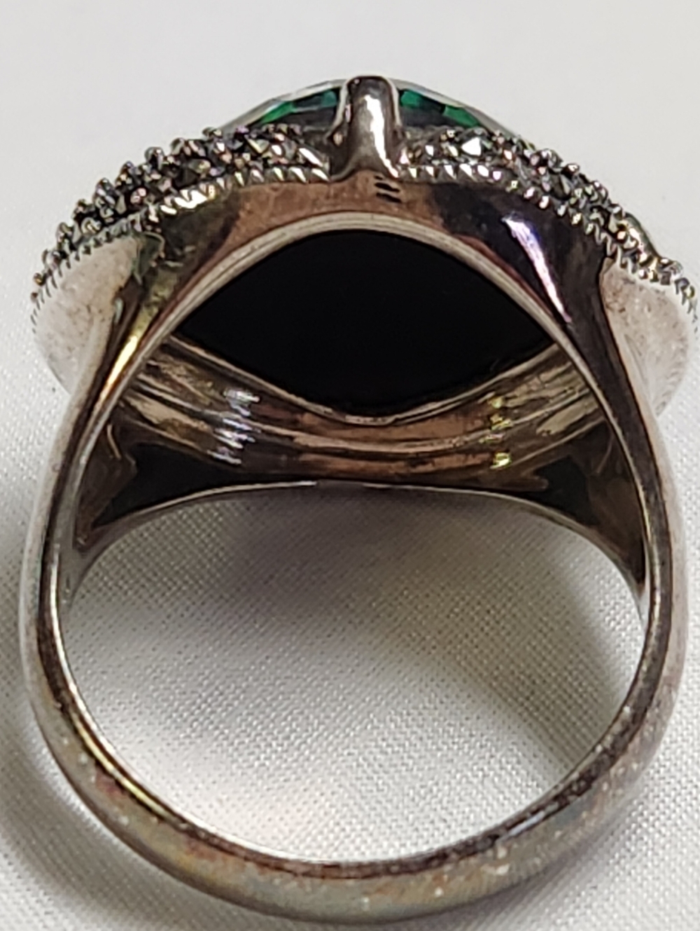 MARC JACOBS Sterling Silver Abalone Shell Ring With Marcaste Accents Size 8 - Picture 12 of 17